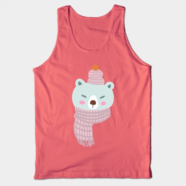 Cute Polar Bean In Winter Hat And Scarf Tank Top by Brunch Club